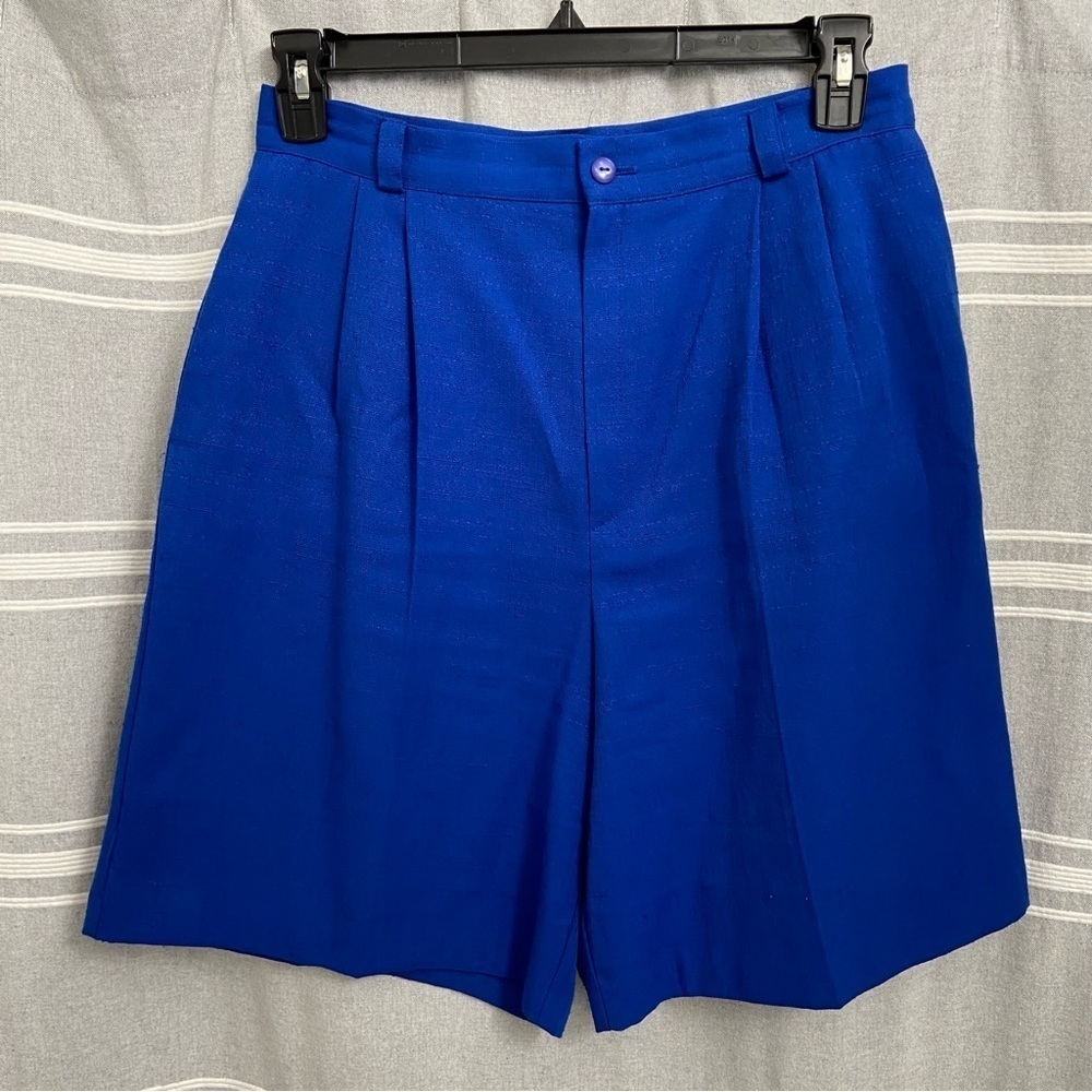 VTG CASABLANCA / Royal Blue High Waisted Pleated Shorts Size 14
